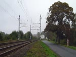 150 Jahre Eisenbahn um Cheb gab es am 19.09.15. Ein Sonderzug aus Karlovy Vary kam auch. Hier mit 354 195 und T478 1004 in Tršnice.